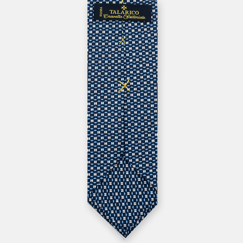 3-Fold Silk Tie, Geometric Pattern, Sky Blue - JA058625_8 T