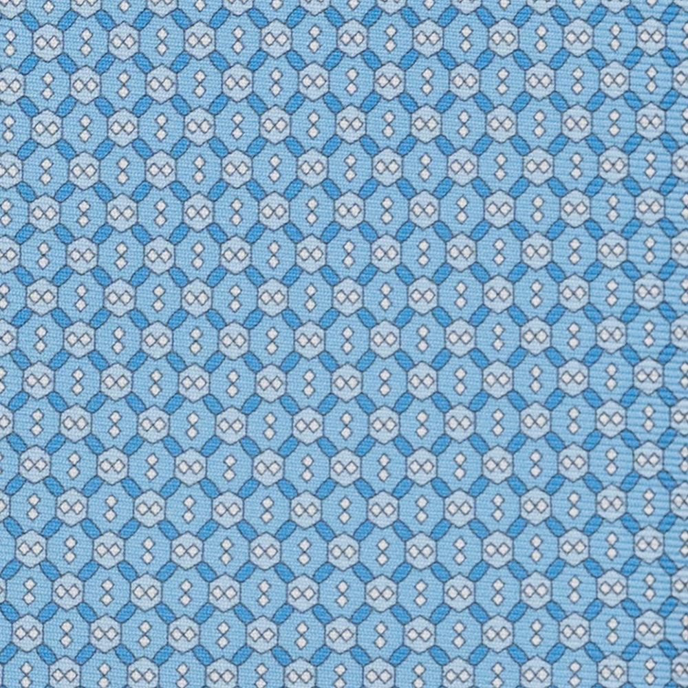 3-Fold Silk Tie, Geometric Pattern, Light Blue - JA058626_2