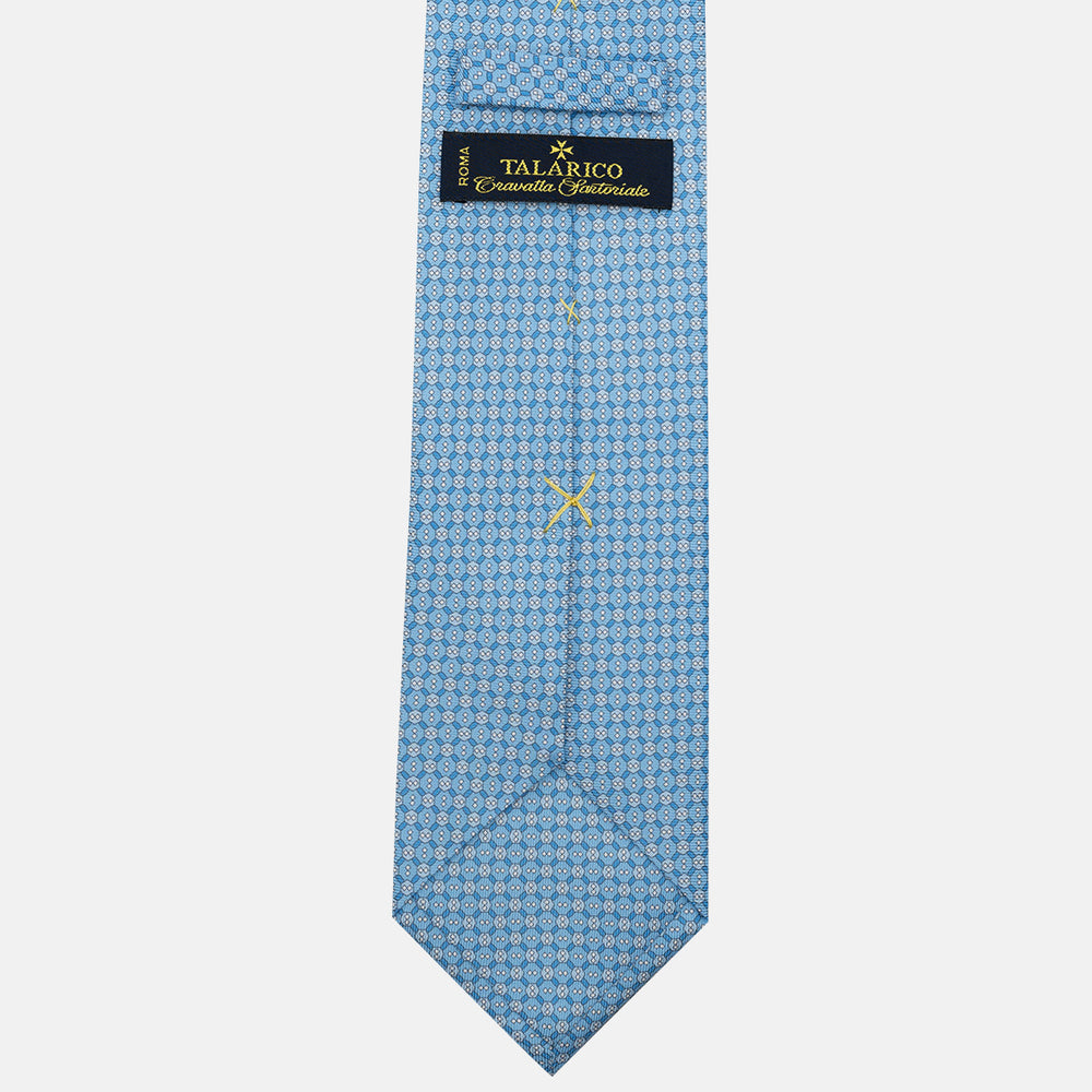3-Fold Silk Tie, Geometric Pattern, Light Blue - JA058626_2