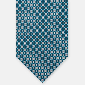 3-Fold Silk Tie, Geometric Pattern, Teal - JA058626_3 T