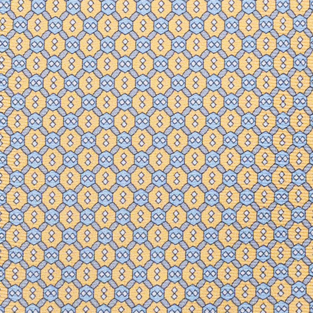 Cravatta 3 pieghe in Seta, Fantasia Geometrica, Giallo - JA058626_5 T
