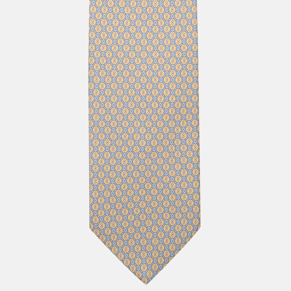 3-Fold Silk Tie, Geometric Pattern, Yellow - JA058626_5