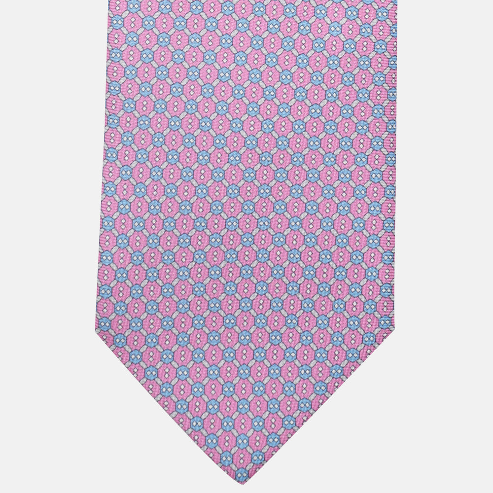 3-Fold Silk Tie, Geometric Pattern, Pink - JA058626_6