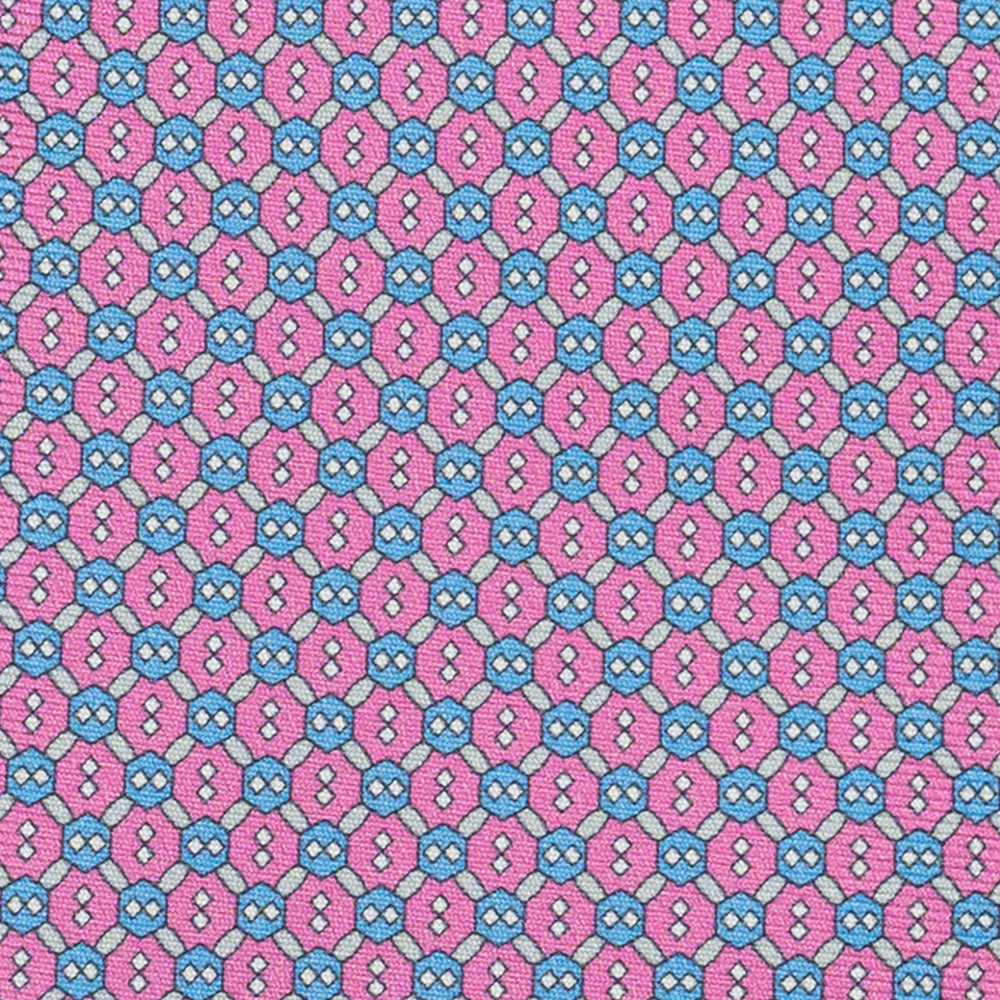 Cravatta 3 pieghe in Seta, Fantasia Geometrica, Rosa - JA058626_6 T