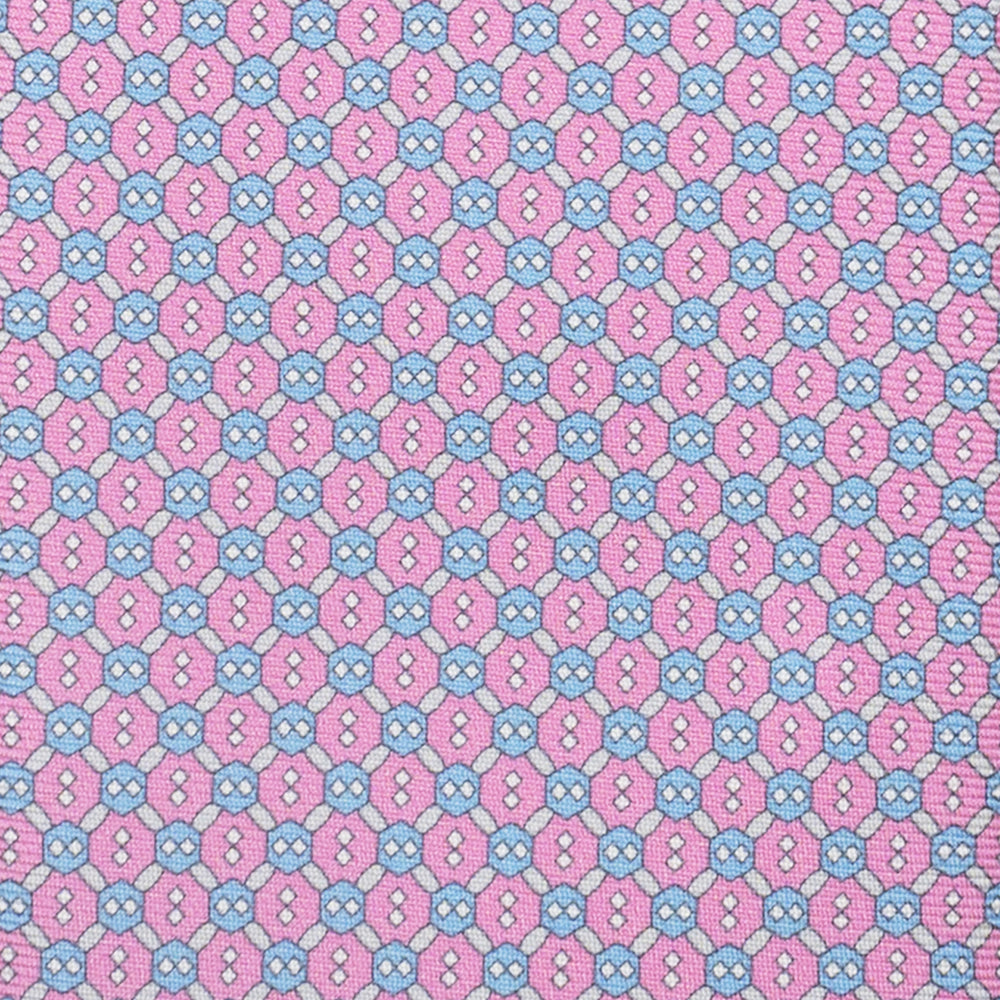 3-Fold Silk Tie, Geometric Pattern, Pink - JA058626_6