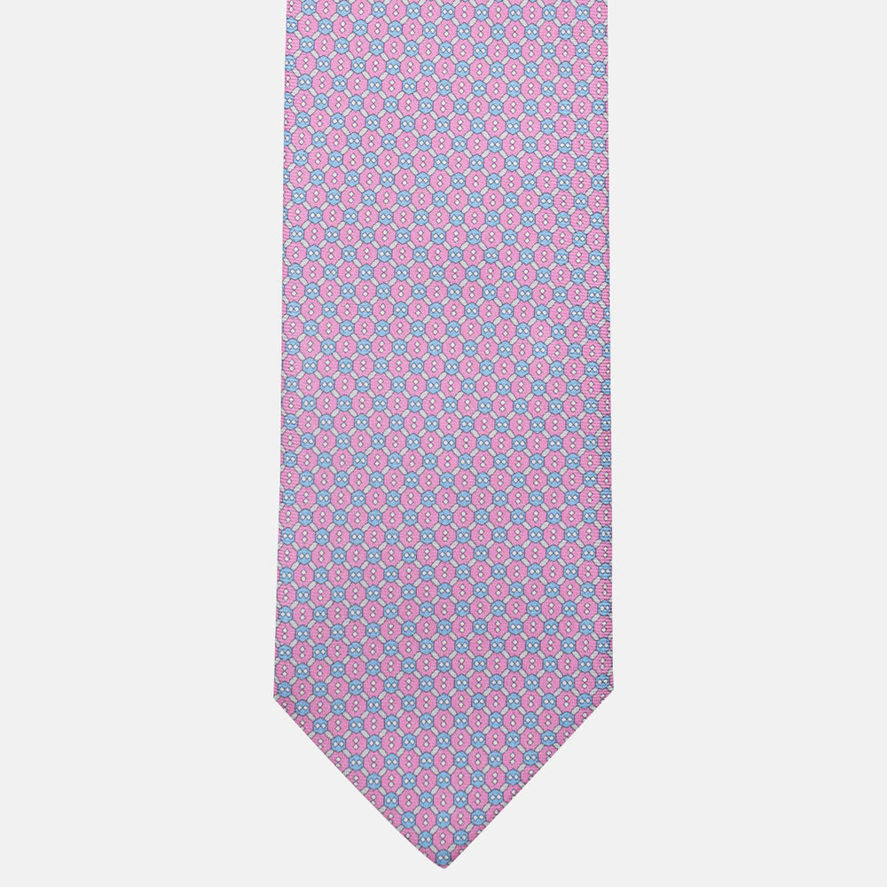 3-Fold Silk Tie, Geometric Pattern, Pink - JA058626_6
