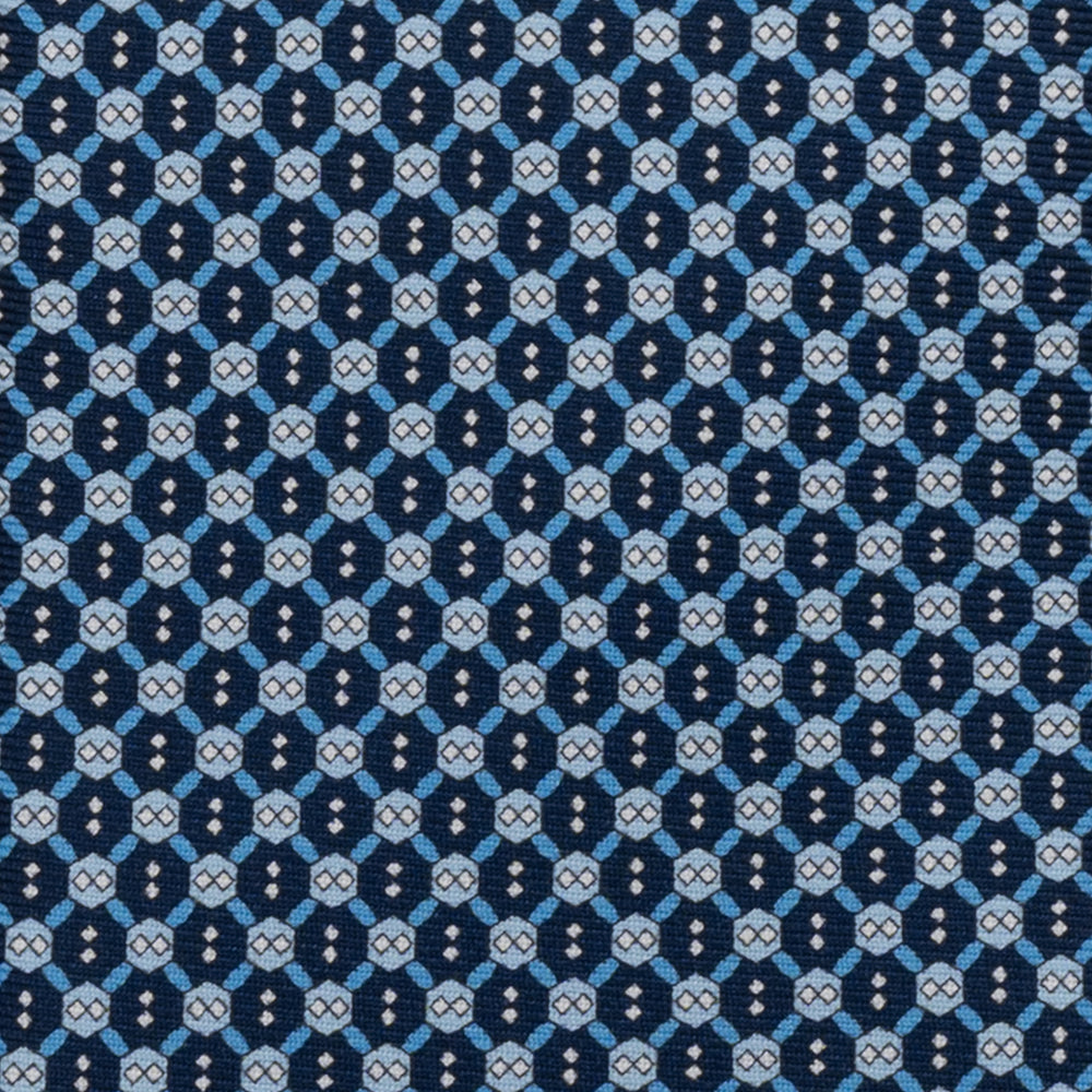 Cravatta 3 pieghe in Seta, Fantasia Geometrica, Blu Celeste - JA058626_7