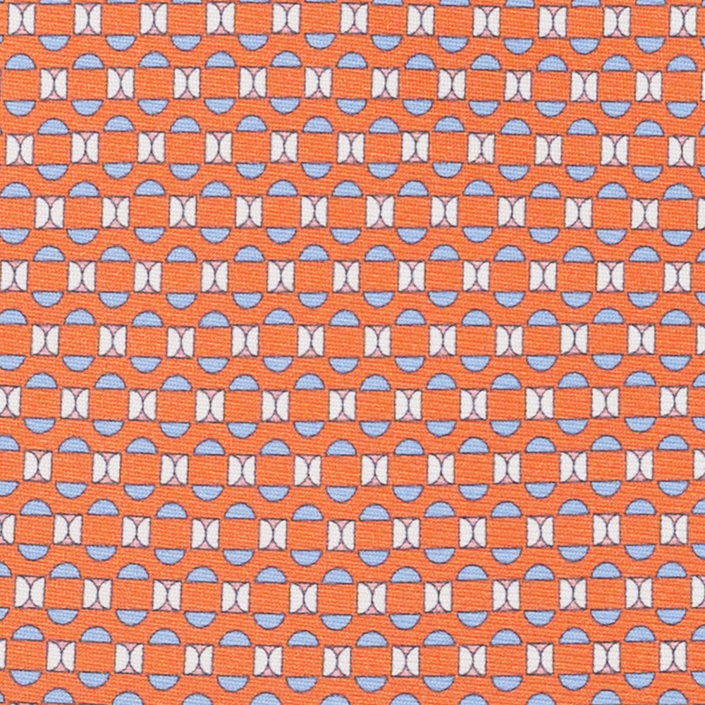 3-Fold Silk Tie, Geometric Pattern, Orange - JA058627_2