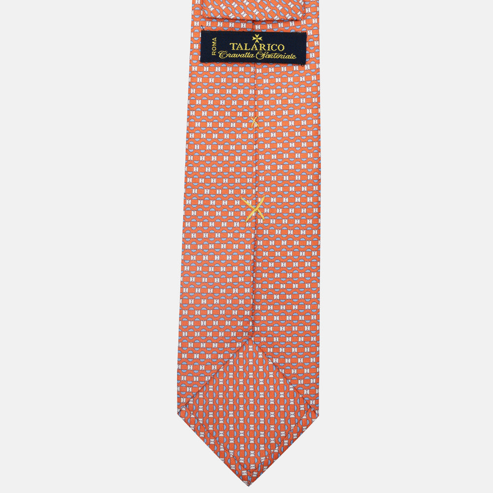 3-Fold Silk Tie, Geometric Pattern, Orange - JA058627_2