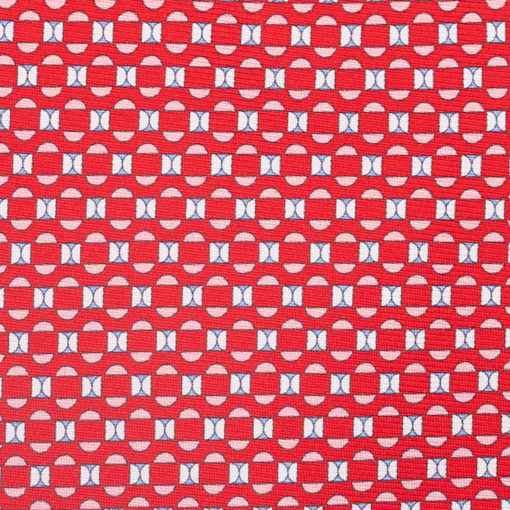 3-Fold Silk Tie, Geometric Pattern, Red - JA058627_3