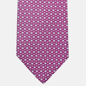 Cravatta 3 pieghe in Seta, Fantasia Geometrica, Magenta - JA058627_4