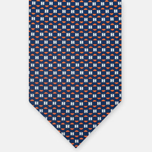 3-Fold Silk Tie, Geometric Pattern, Blue Orange - JA058627_5 T