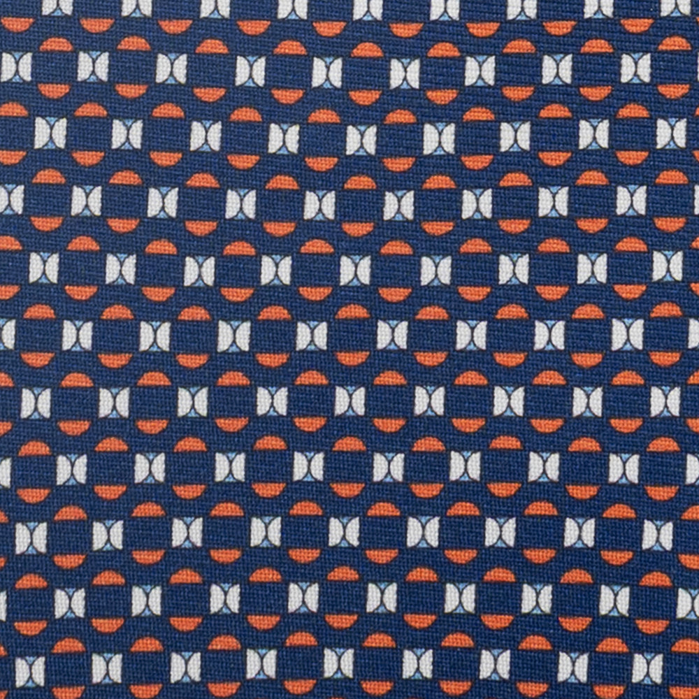 3-Fold Silk Tie, Geometric Pattern, Blue Orange - JA058627_5
