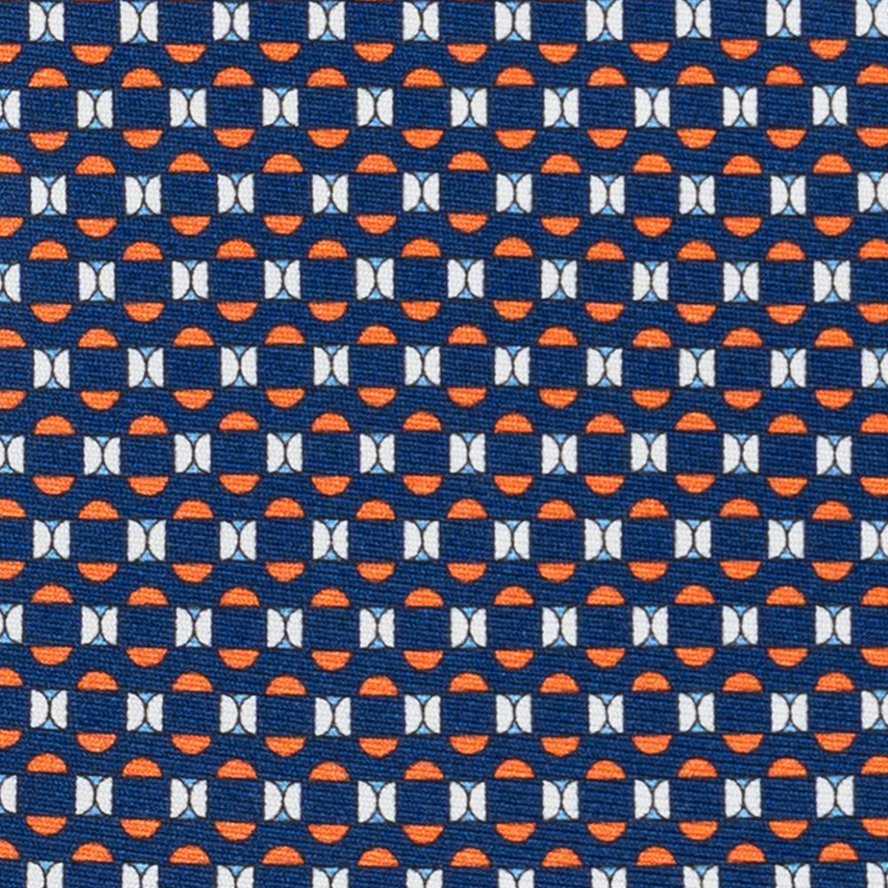 Cravatta 3 pieghe in Seta, Fantasia Geometrica, Blu Arancione - JA058627_5 T