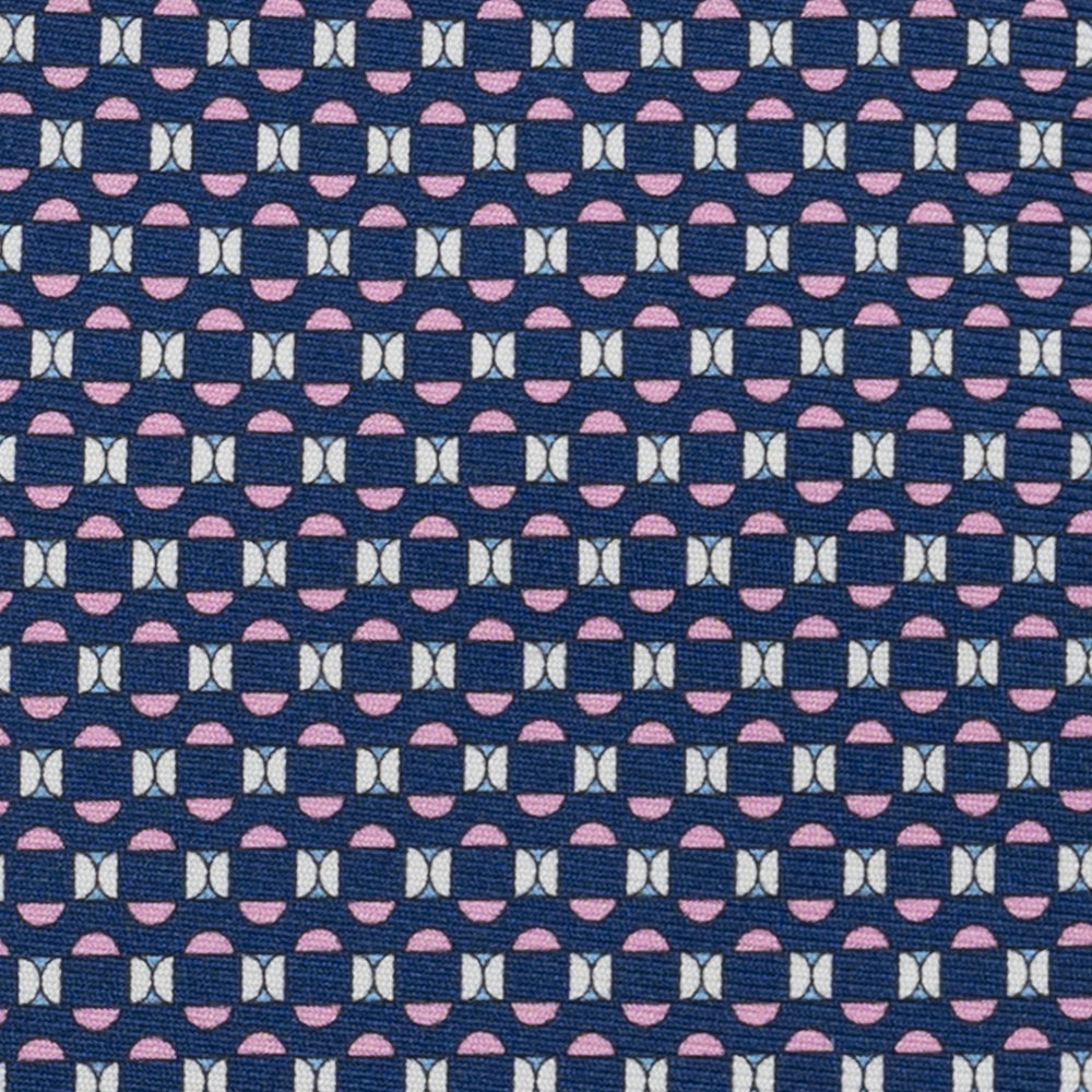 3-Fold Silk Tie, Geometric Pattern, Blue Pink - JA058627_6