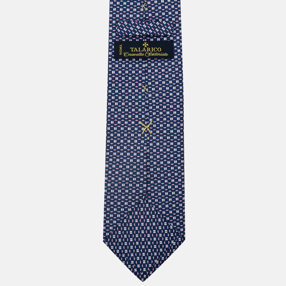 3-Fold Silk Tie, Geometric Pattern, Blue Pink - JA058627_6