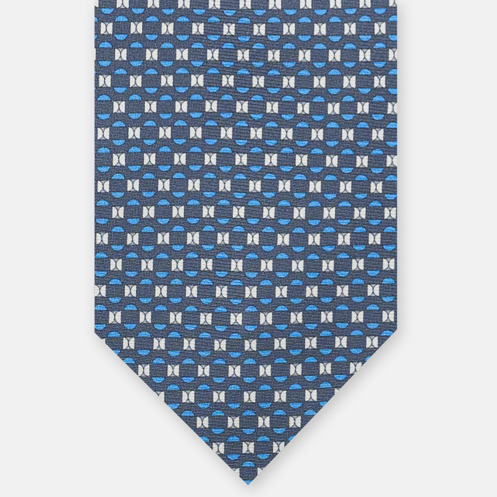 3-fold Silk Tie, Geometric Pattern, Grey - JA058627_7 T