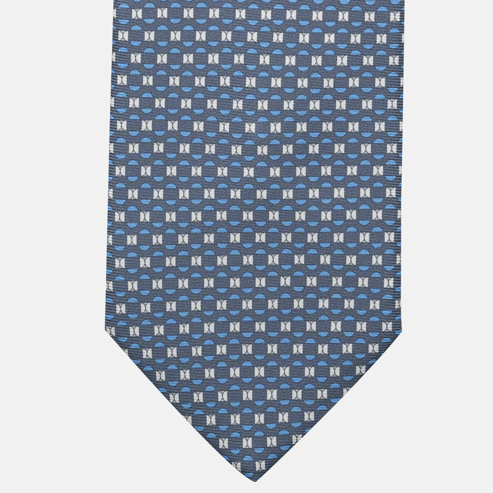 3-Fold Silk Tie, Geometric Pattern, Grey - JA058627_7