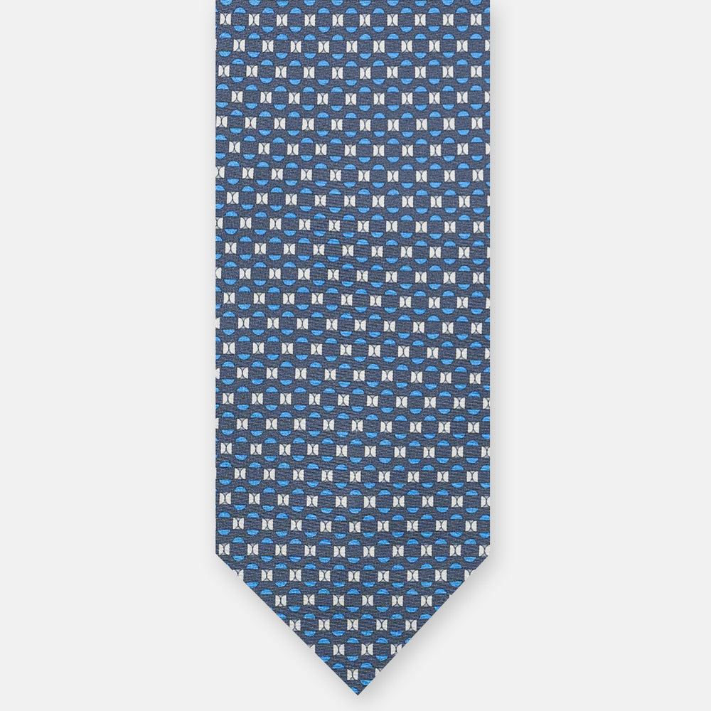 3-fold Silk Tie, Geometric Pattern, Grey - JA058627_7 T