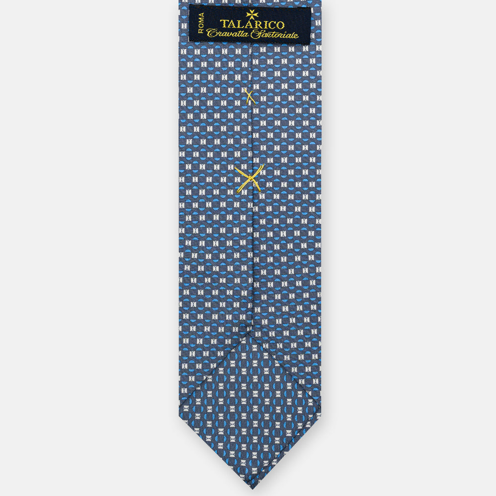 3-fold Silk Tie, Geometric Pattern, Grey - JA058627_7 T