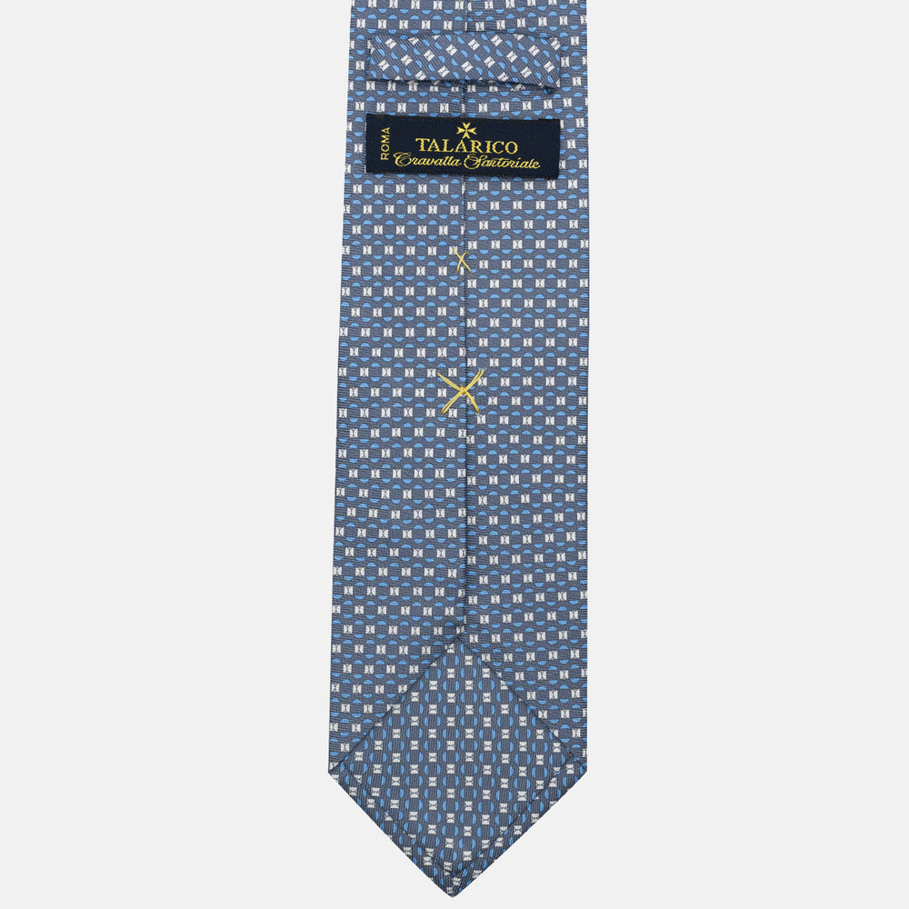 3-Fold Silk Tie, Geometric Pattern, Grey - JA058627_7