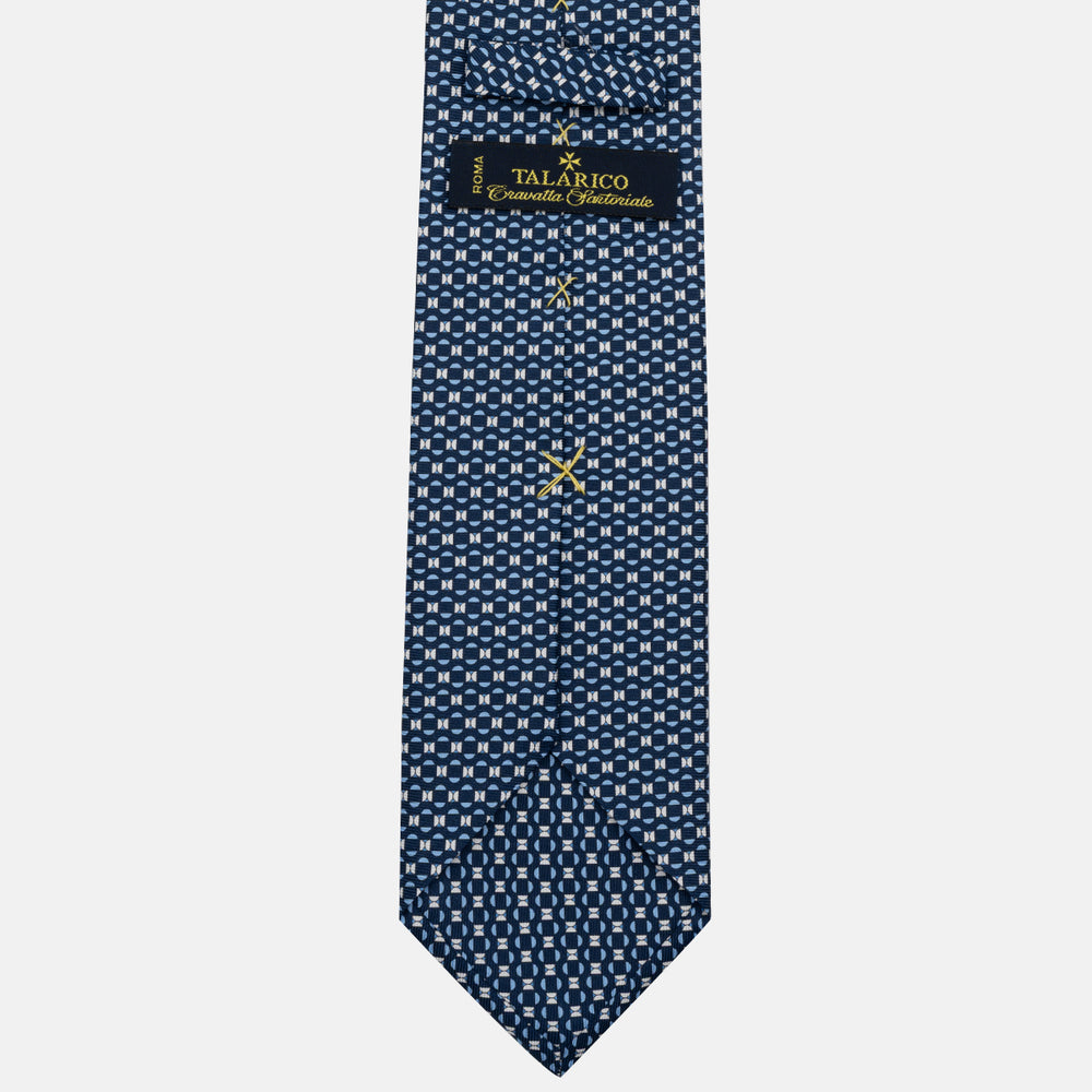 Cravatta 3 pieghe in Seta, Fantasia Geometrica, Blu Celeste - JA058627_8