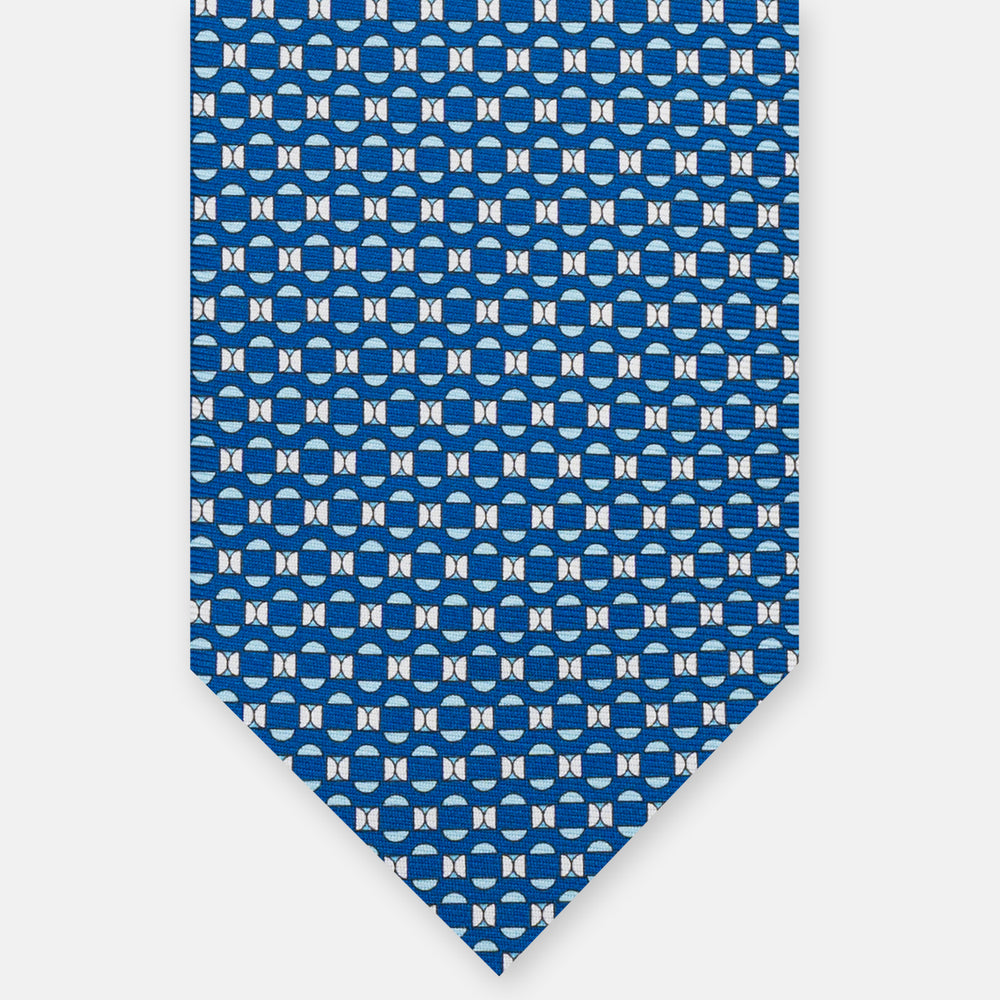 3-Fold Silk Tie, Geometric Pattern, Light Blue - JA058627_9 T