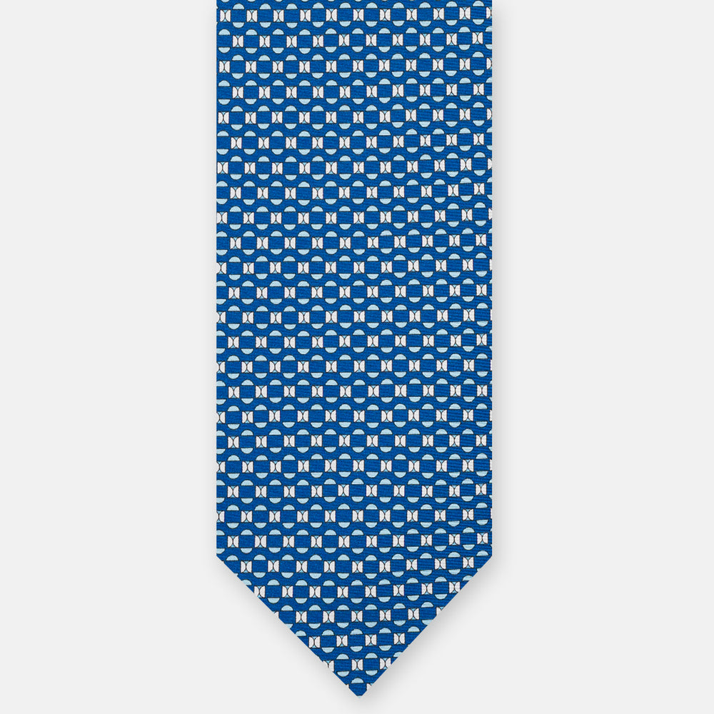 3-Fold Silk Tie, Geometric Pattern, Light Blue - JA058627_9 T