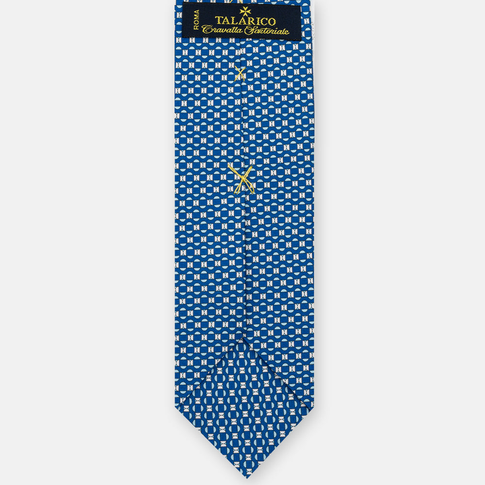 3-Fold Silk Tie, Geometric Pattern, Light Blue - JA058627_9 T