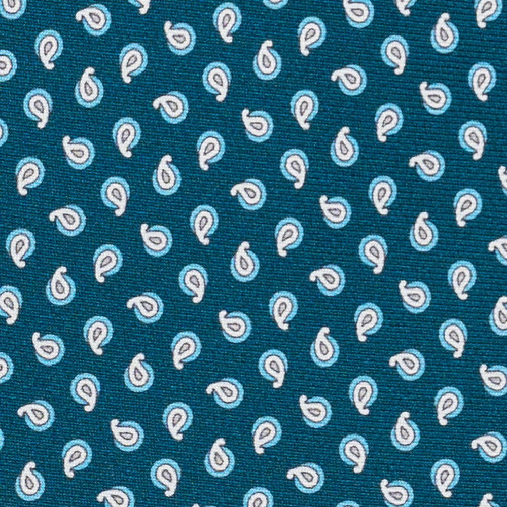 3-fold Silk Tie, Micro Pattern, Teal - JA058631_1 T