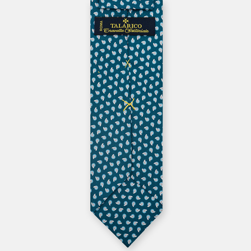 3-fold Silk Tie, Micro Pattern, Teal - JA058631_1 T