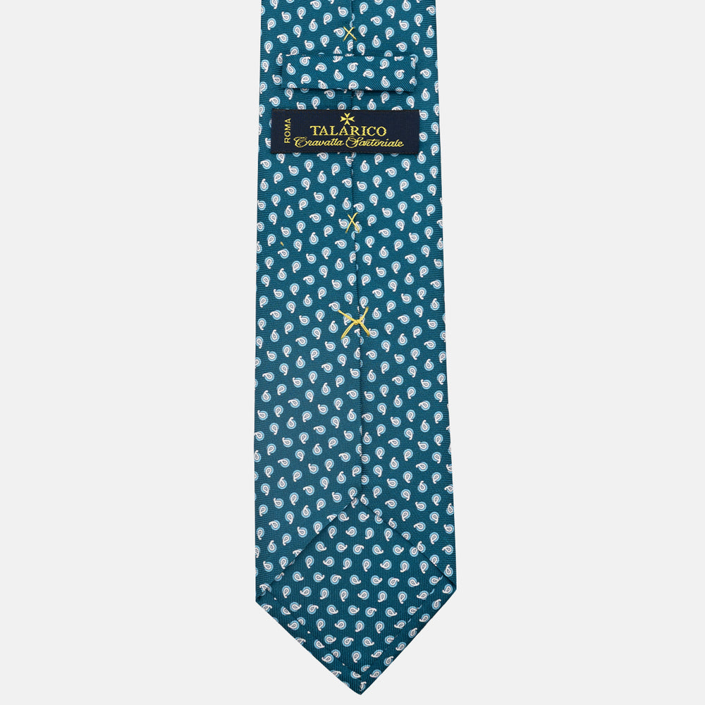 3-Fold Silk Tie, Micro Pattern, Teal - JA058631_1