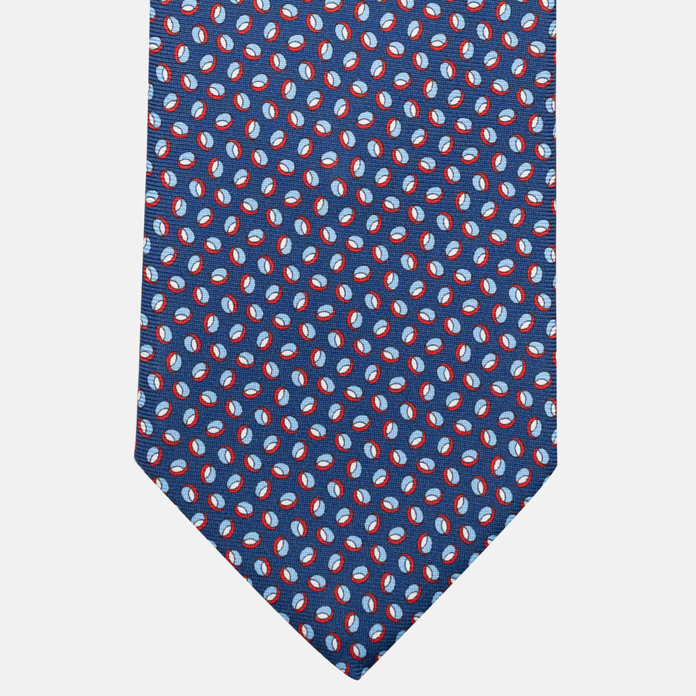 3-Fold Silk Tie, Micro Pattern, Blue and Red - JA058632_1