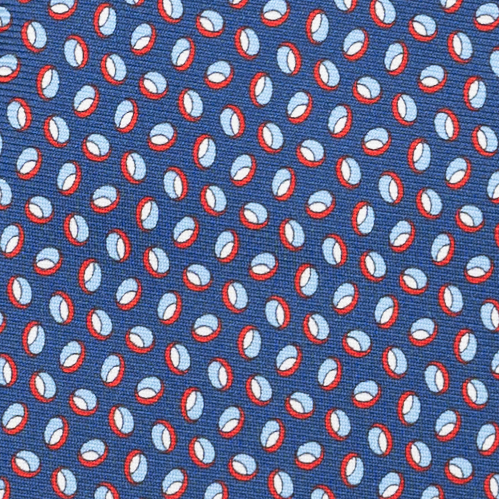 3-Fold Silk Tie, Micro Pattern, Blue and Red - JA058632_1