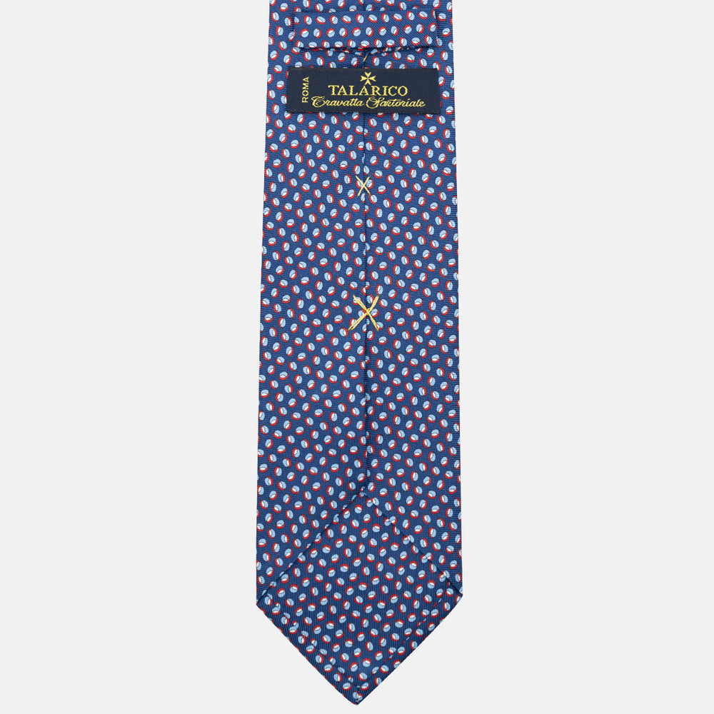 3-Fold Silk Tie, Micro Pattern, Blue and Red - JA058632_1