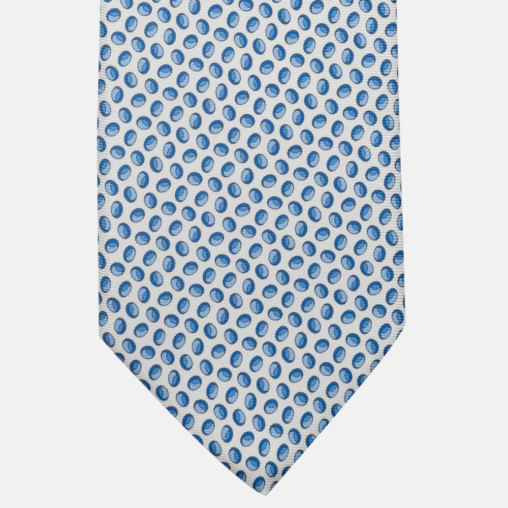 3-Fold Silk Tie, Micro Pattern, White - JA058632_3