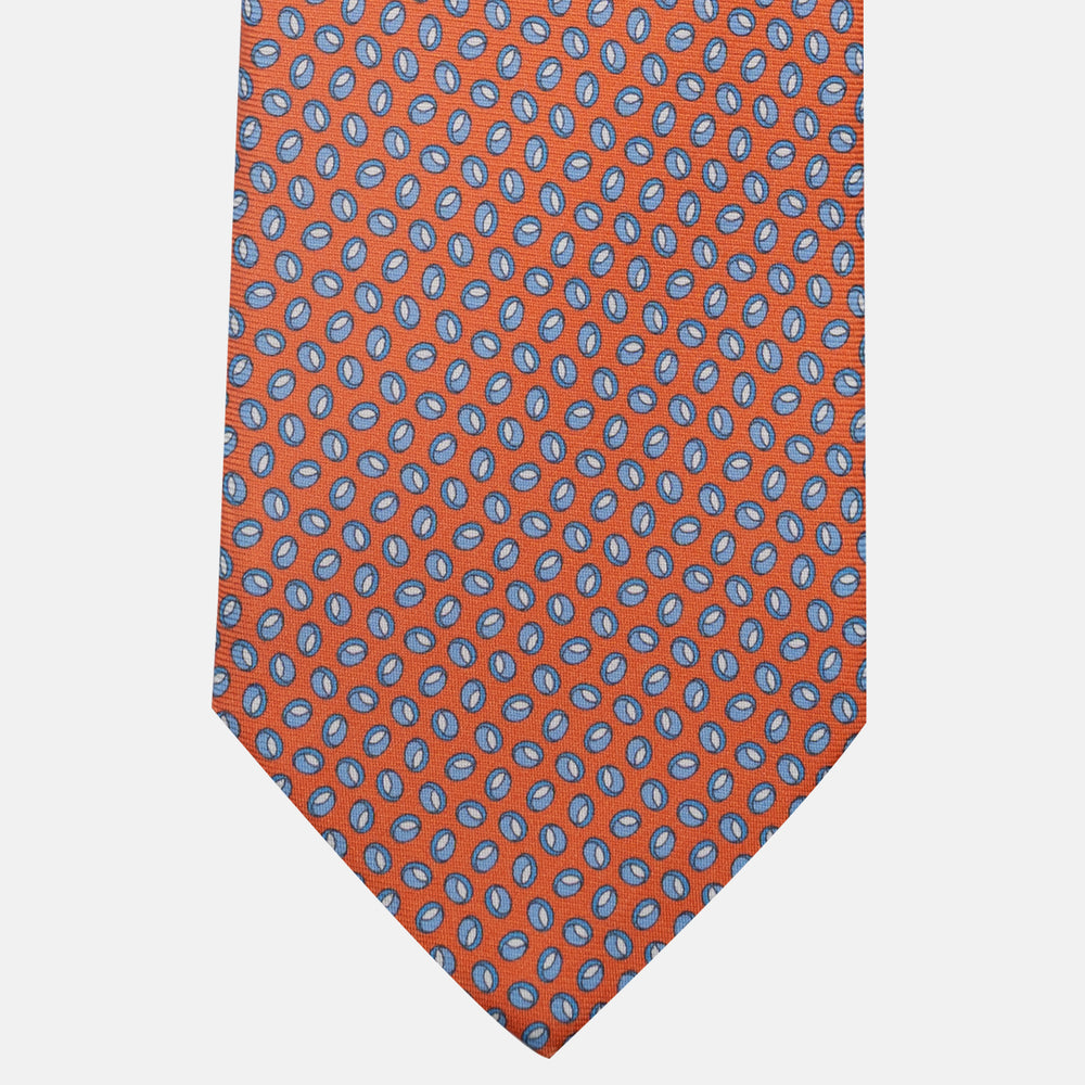 3-Fold Silk Tie, Micro Pattern, Dark Orange - JA058632_5