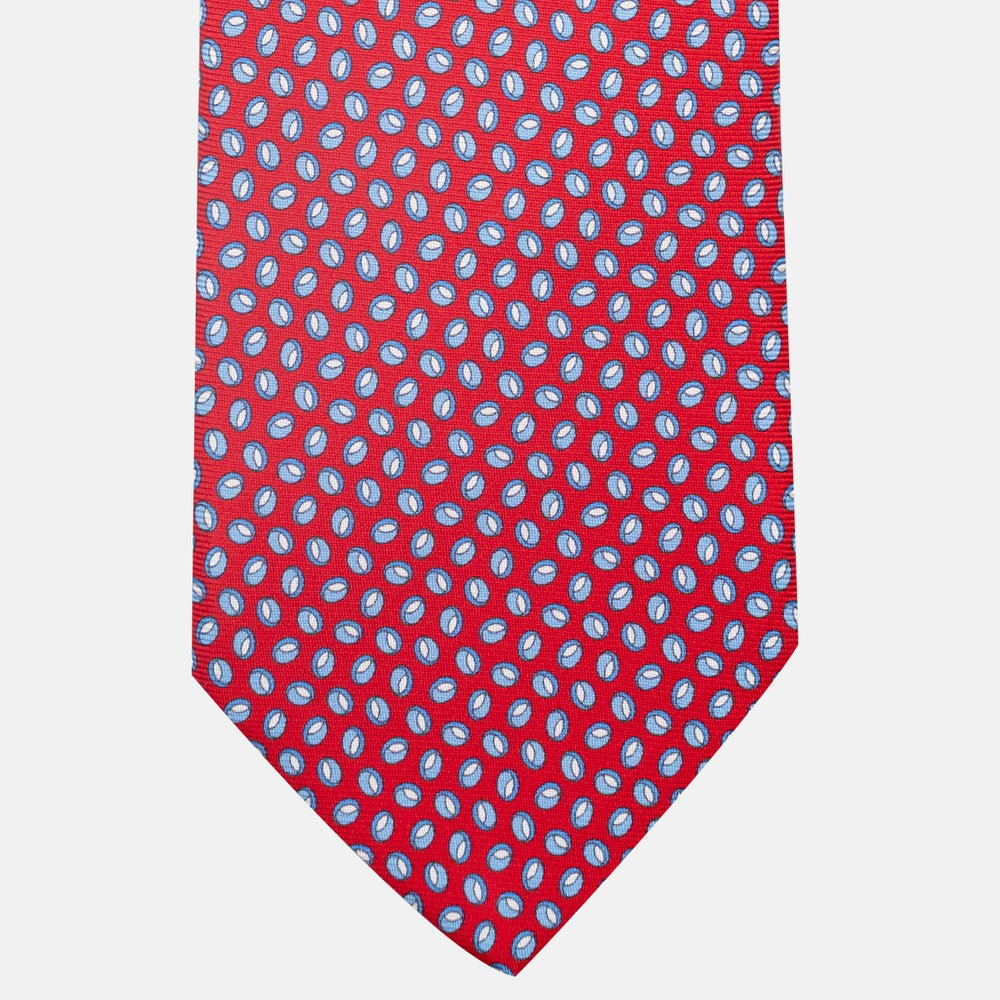 3-Fold Silk Tie, Micro Pattern, Red - JA058632_6