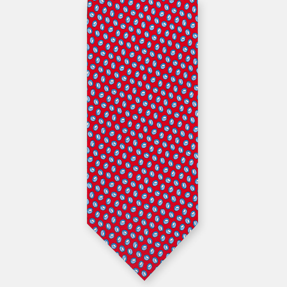 Cravatta 3 pieghe in Seta, Micro Fantasia, Rosso - JA058632_6 T