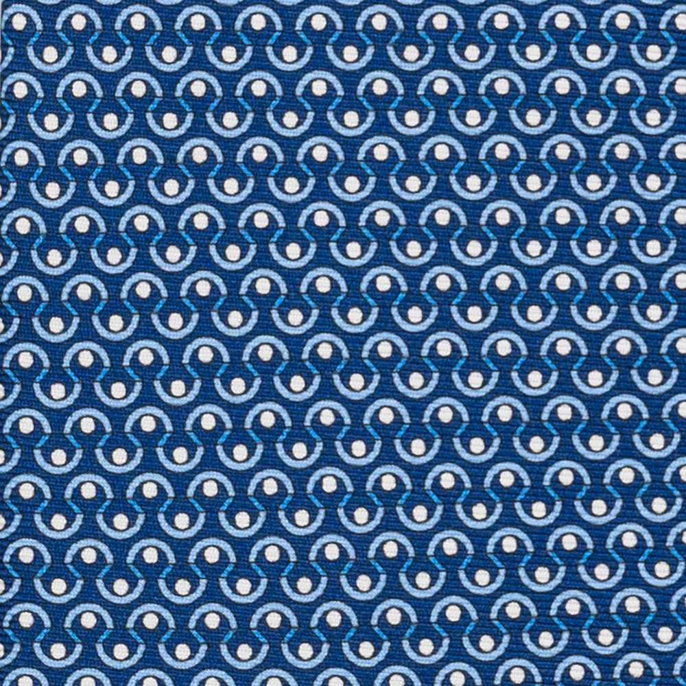 Cravatta 3 pieghe in Seta, Fantasia Geometrica, Azzurro - JA058633_1 T