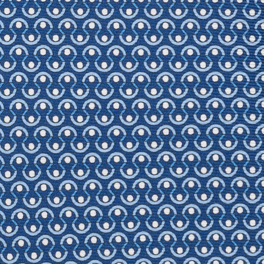 3-Fold Silk Tie, Geometric Pattern, Blue - JA058633_1