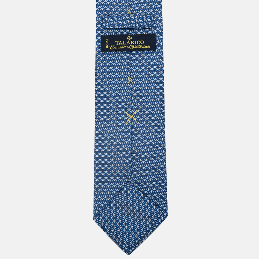 3-Fold Silk Tie, Geometric Pattern, Blue - JA058633_1