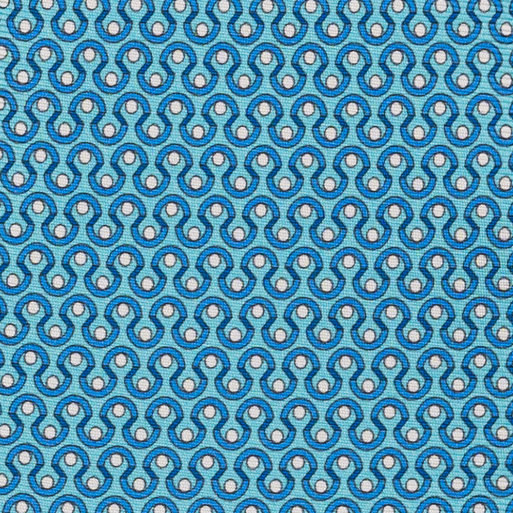 3-Fold Silk Tie, Geometric Pattern, Aqua - JA058633_3 T