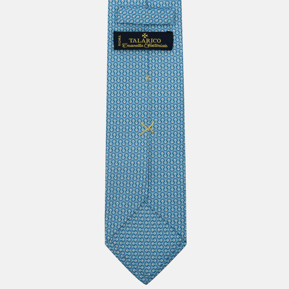 3-Fold Silk Tie, Geometric Pattern, Light Blue - JA058633_3