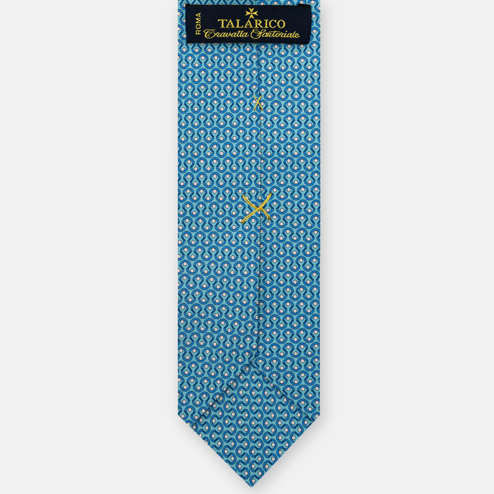 3-Fold Silk Tie, Geometric Pattern, Aqua - JA058633_3 T