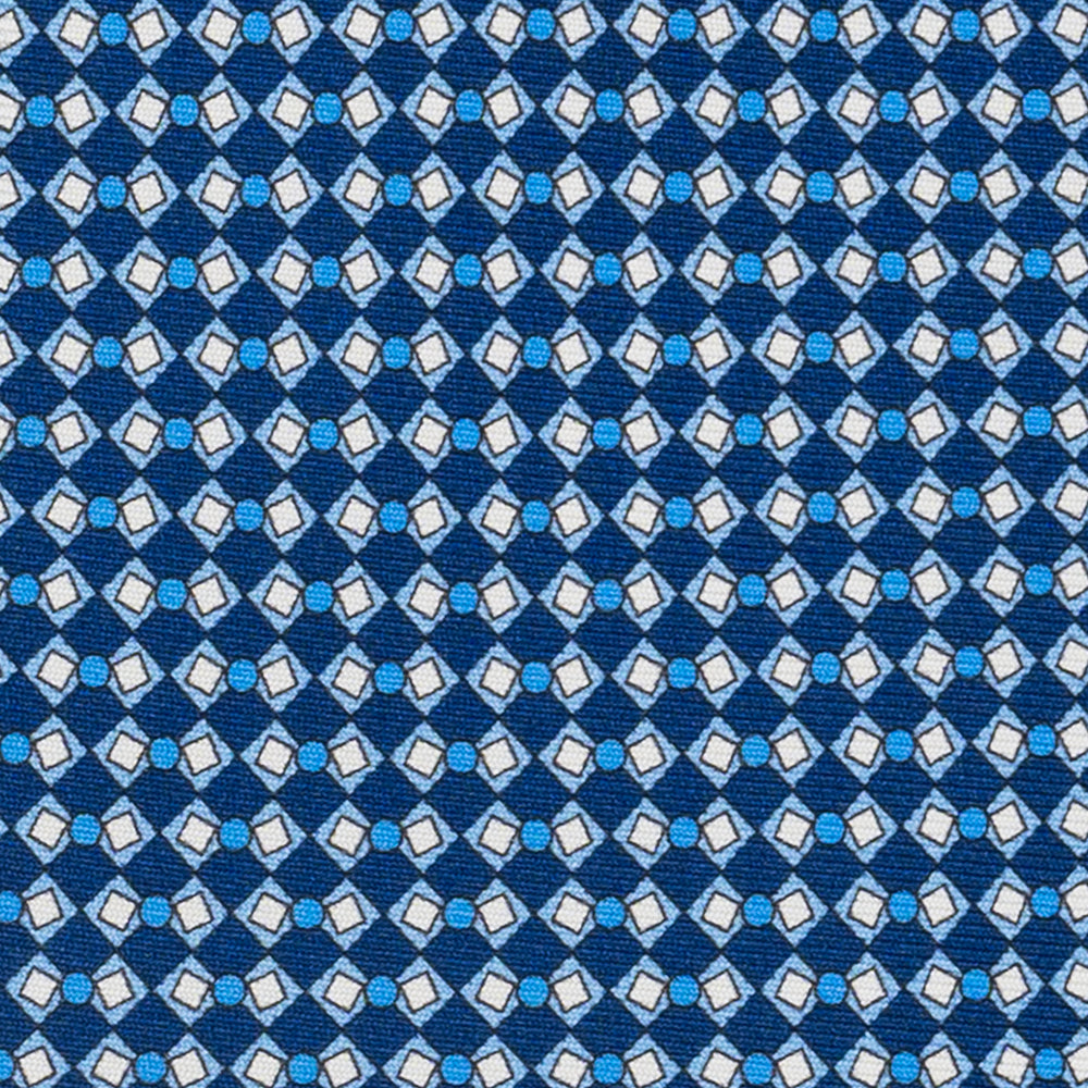 Cravatta 3 pieghe in Seta, Fantasia Geometrica, Azzurro - JA058634_1 T