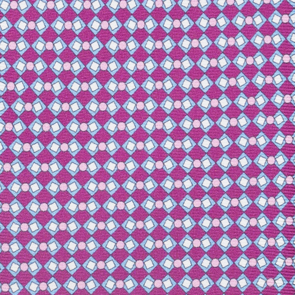 3-Fold Silk Tie, Geometric Pattern, Magenta - JA058634_2