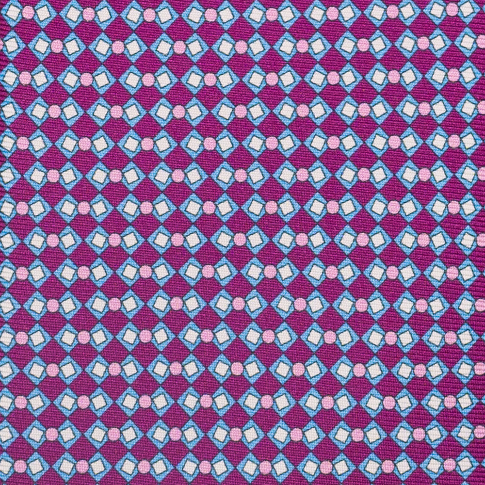 Cravatta 3 pieghe in Seta, Fantasia Geometrica, Magenta - JA058634_2 T