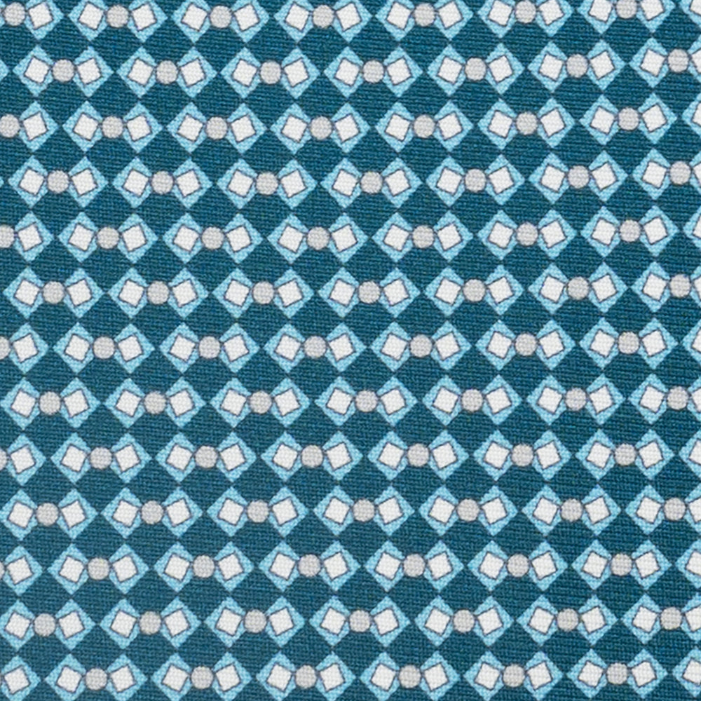 3-Fold Silk Tie, Geometric Pattern, Teal - JA058634_3