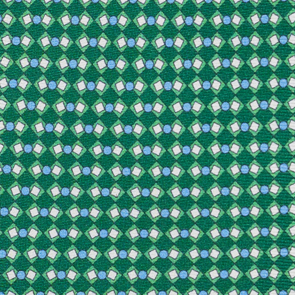 Cravatta 3 pieghe in Seta, Fantasia Geometrica, Verde - JA058634_4 T
